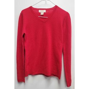 Peck & Peck Beautiful Women Red 100% Cashmere V-Neck Sweater Pullover Size Small